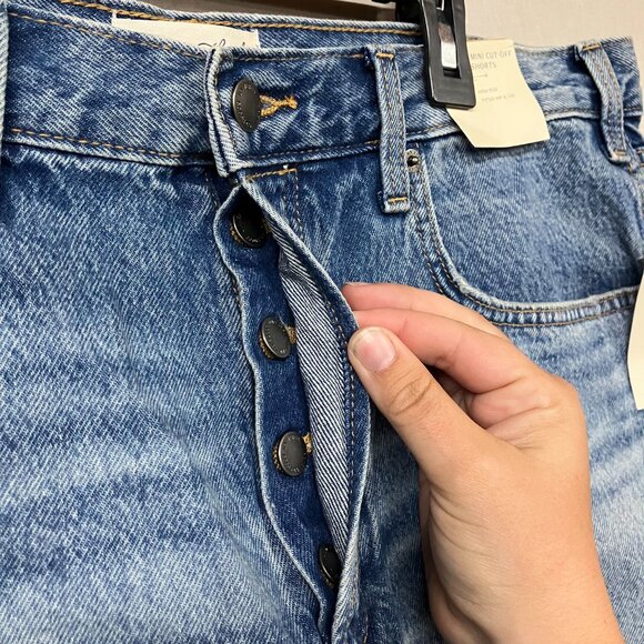 Universal Thread Women's 16 Blue High-Rise Cutoff Mini Jean Shorts Button Fly - Picture 5 of 15